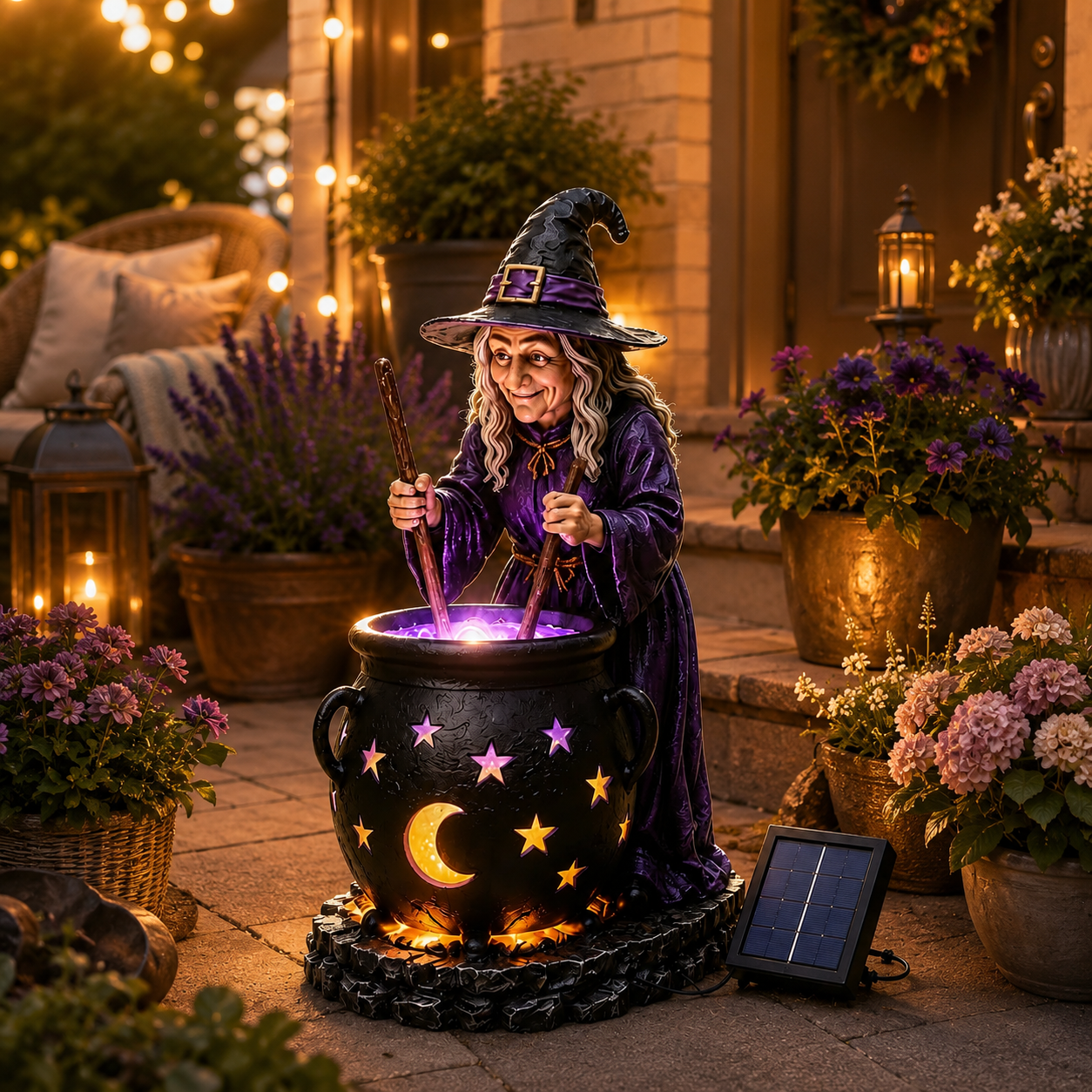 🧙‍♀️ Halloween Witch Cauldron Solar Light – 🪄Glowing Outdoor Garden Decor