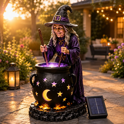 🧙‍♀️ Halloween Witch Cauldron Solar Light – 🪄Glowing Outdoor Garden Decor