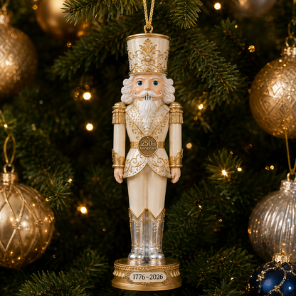 ✨2026 America 250th Anniversary Ivory & Gold Nutcracker Ornament
