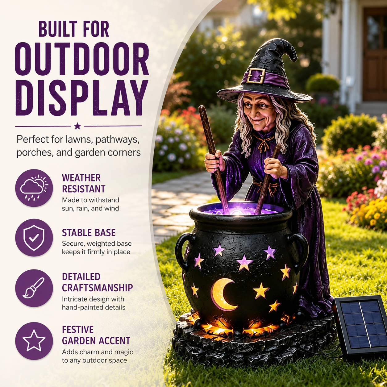 🧙‍♀️ Halloween Witch Cauldron Solar Light – 🪄Glowing Outdoor Garden Decor