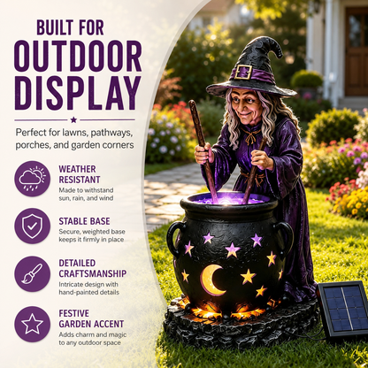 🧙‍♀️ Halloween Witch Cauldron Solar Light – 🪄Glowing Outdoor Garden Decor