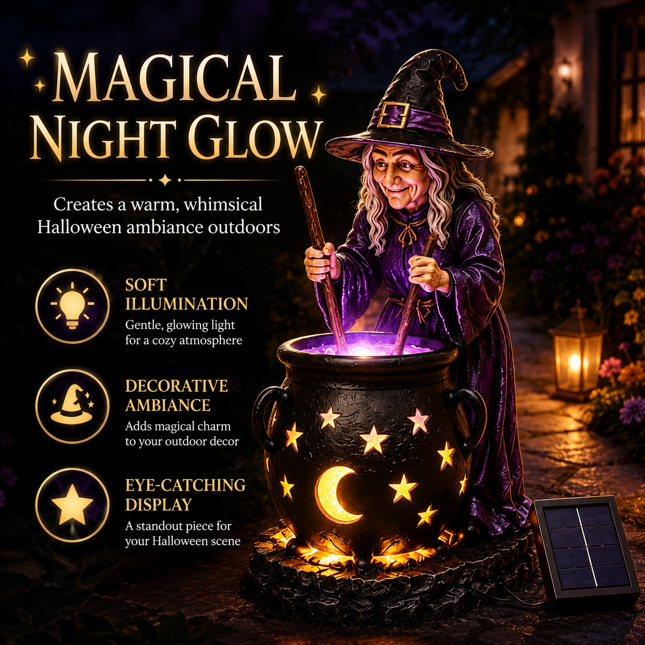 🧙‍♀️ Halloween Witch Cauldron Solar Light – 🪄Glowing Outdoor Garden Decor