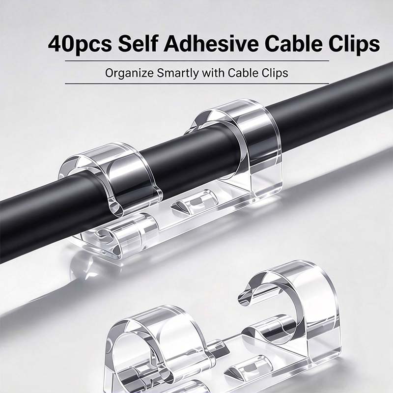 40Pcs Self-Adhesive Cable Clips,  Space-Saving Wire Cord Organizer 🔌