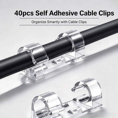 40Pcs Self-Adhesive Cable Clips,  Space-Saving Wire Cord Organizer 🔌