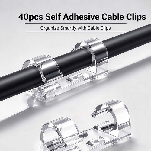 40Pcs Self-Adhesive Cable Clips,  Space-Saving Wire Cord Organizer 🔌