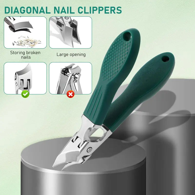 Eagle Beak Beveled Nail Clippers,  Wide Jaw Opening Anti-Splash Slanted Nail Clipper