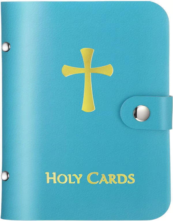✝️ Catholic Genuine Leather Holy Card Holder – Pocket Prayer Card Organizer with Snap Closure