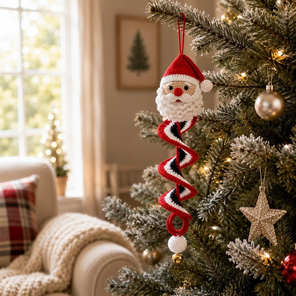 ☃️ Crochet Snowman Spiral Ornament DIY Kit | Complete Beginner-Friendly Set with Soft Yarn, Crochet Hook, Festive Beads, Snowflakes & Step-by-Step Guide 🧶🎄✨