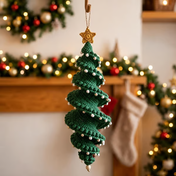 ☃️ Crochet Snowman Spiral Ornament DIY Kit | Complete Beginner-Friendly Set with Soft Yarn, Crochet Hook, Festive Beads, Snowflakes & Step-by-Step Guide 🧶🎄✨