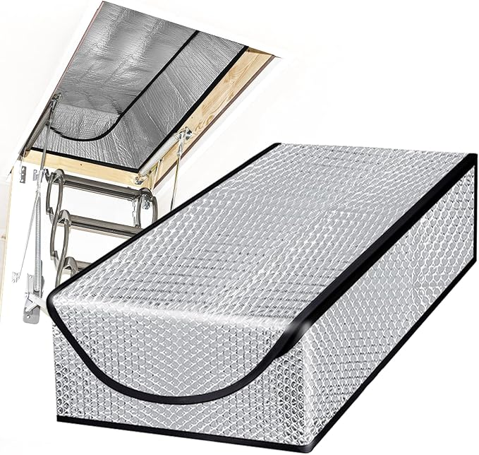 🎃Halloween Deal 50% OFF! Attic Stair Insulation Cover with Zipper Access – Blocks Cold Drafts, Attic Heat & Dust | Fits Openings up to 25' x 54', 11' Tall