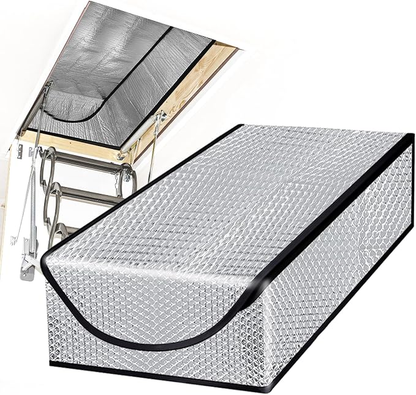 🎃Halloween Deal 50% OFF! Attic Stair Insulation Cover with Zipper Access – Blocks Cold Drafts, Attic Heat & Dust | Fits Openings up to 25' x 54', 11' Tall