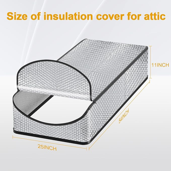 🎃Halloween Deal 50% OFF! Attic Stair Insulation Cover with Zipper Access – Blocks Cold Drafts, Attic Heat & Dust | Fits Openings up to 25' x 54', 11' Tall