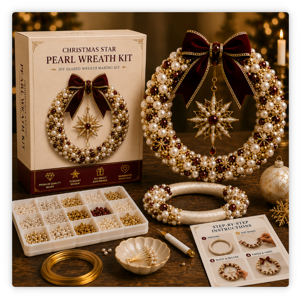 🎄✨ Plymagic DIY Christmas Wreath Pearl Art Kit🎁