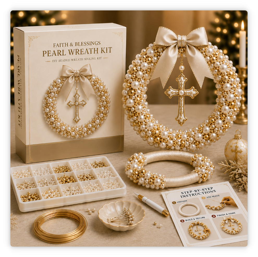 🎄✨ Plymagic DIY Christmas Wreath Pearl Art Kit🎁