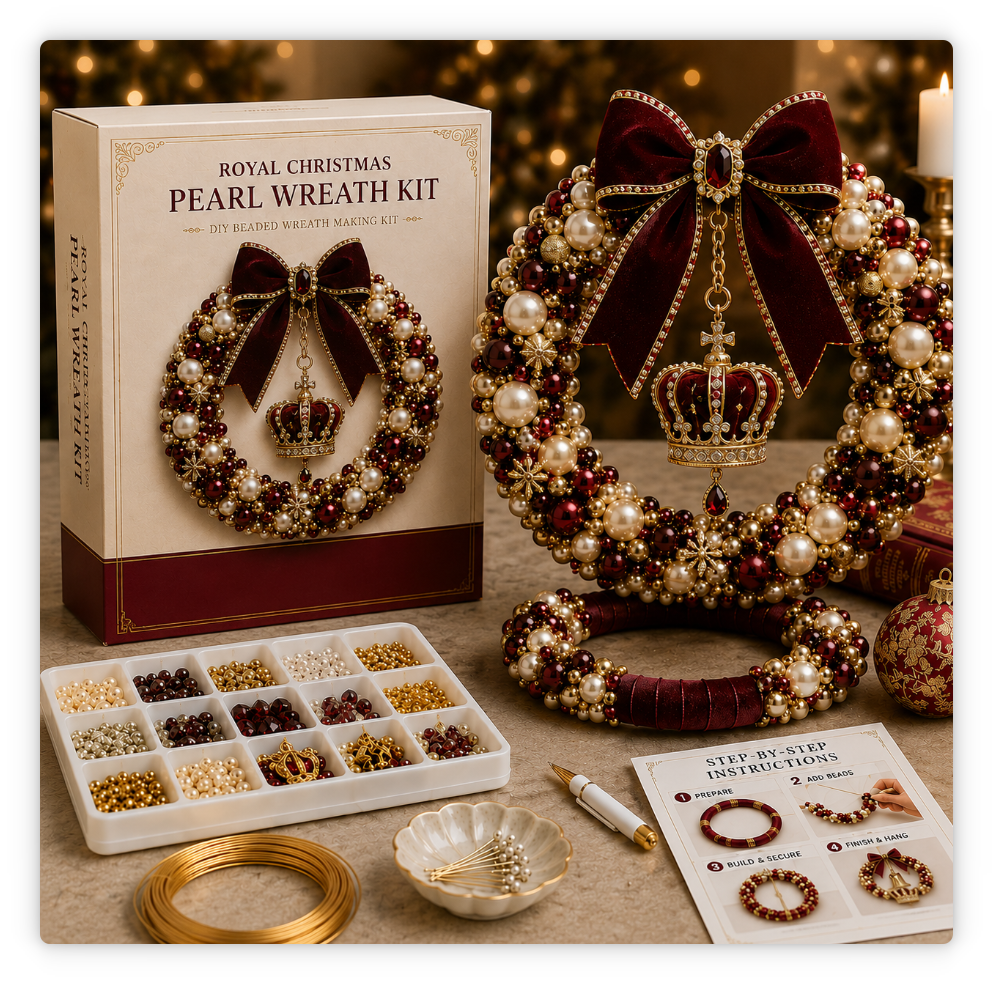 🎄✨ Plymagic DIY Christmas Wreath Pearl Art Kit🎁