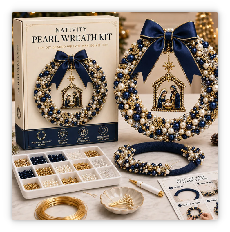 🎄✨ Plymagic DIY Christmas Wreath Pearl Art Kit🎁