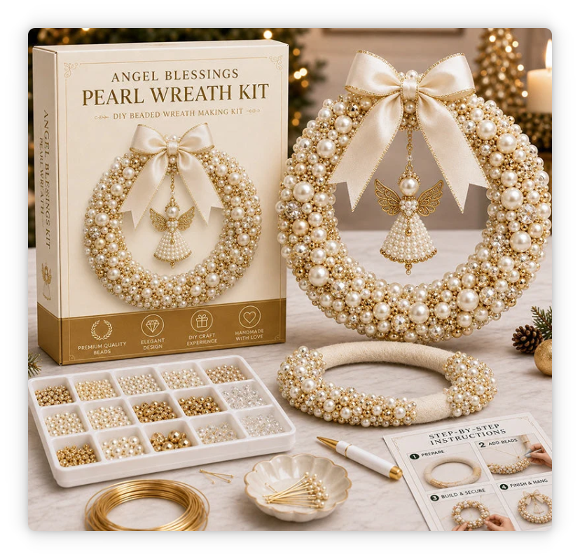 🎄✨ Plymagic DIY Christmas Wreath Pearl Art Kit🎁
