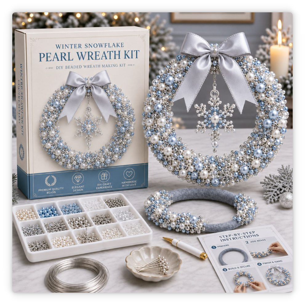 🎄✨ Plymagic DIY Christmas Wreath Pearl Art Kit🎁