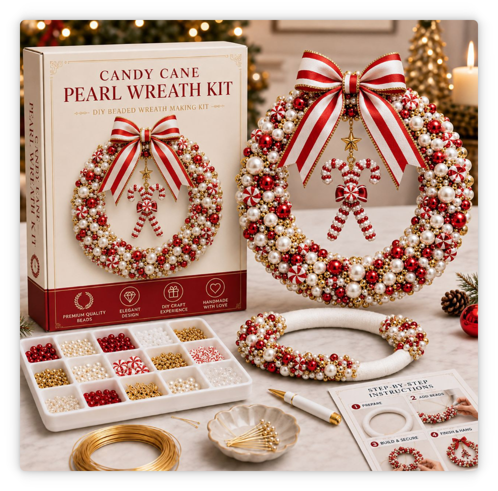 🎄✨ Plymagic DIY Christmas Wreath Pearl Art Kit🎁