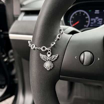 Retro Alloy Car Steering Wheel Pendant Cross Star Charm Ornament