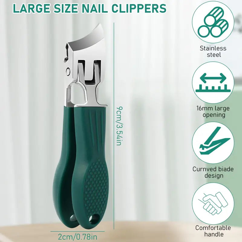 Eagle Beak Beveled Nail Clippers,  Wide Jaw Opening Anti-Splash Slanted Nail Clipper