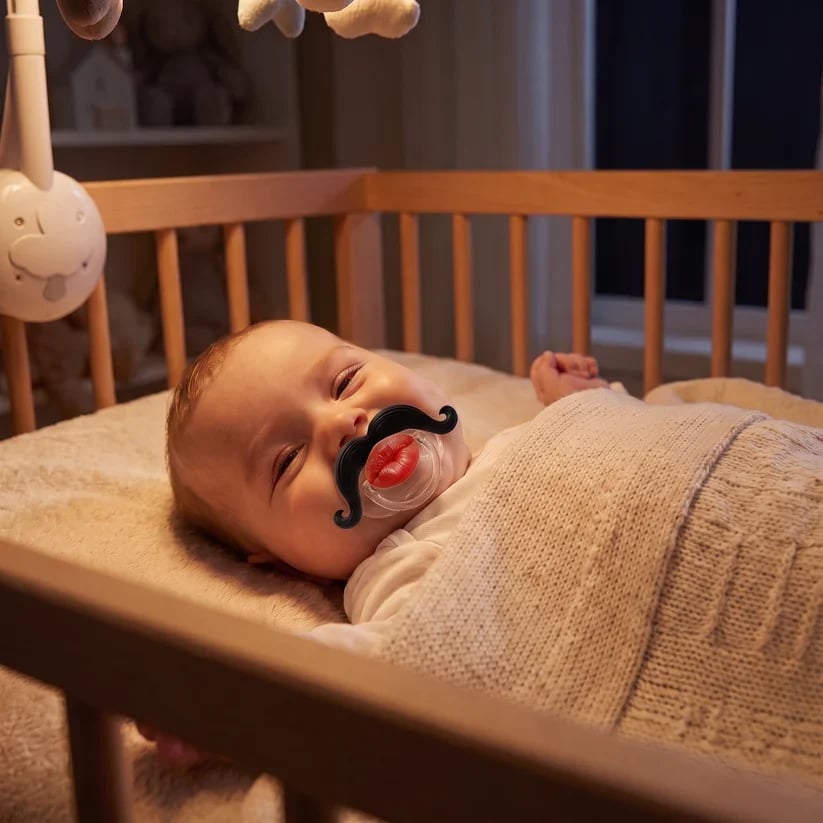 💋 Kissable Mustache Pacifier – Funny Lips & Mustache Novelty Design👶