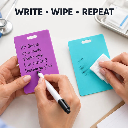 🩺📝Erasable Badge Notepad Cards – Reusable Vertical Memo Boards for Nurses, Teachers & Busy Professionals