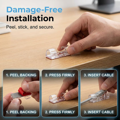 40Pcs Self-Adhesive Cable Clips,  Space-Saving Wire Cord Organizer 🔌