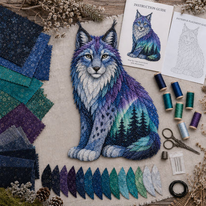 🔥HOT SALES 50% OFF - 🐻Northern Lights Wildlife DIY Patchwork Kit | Aurora Layered Fabric Art, Beginner Sewing Decor & Handmade Nature Gift
