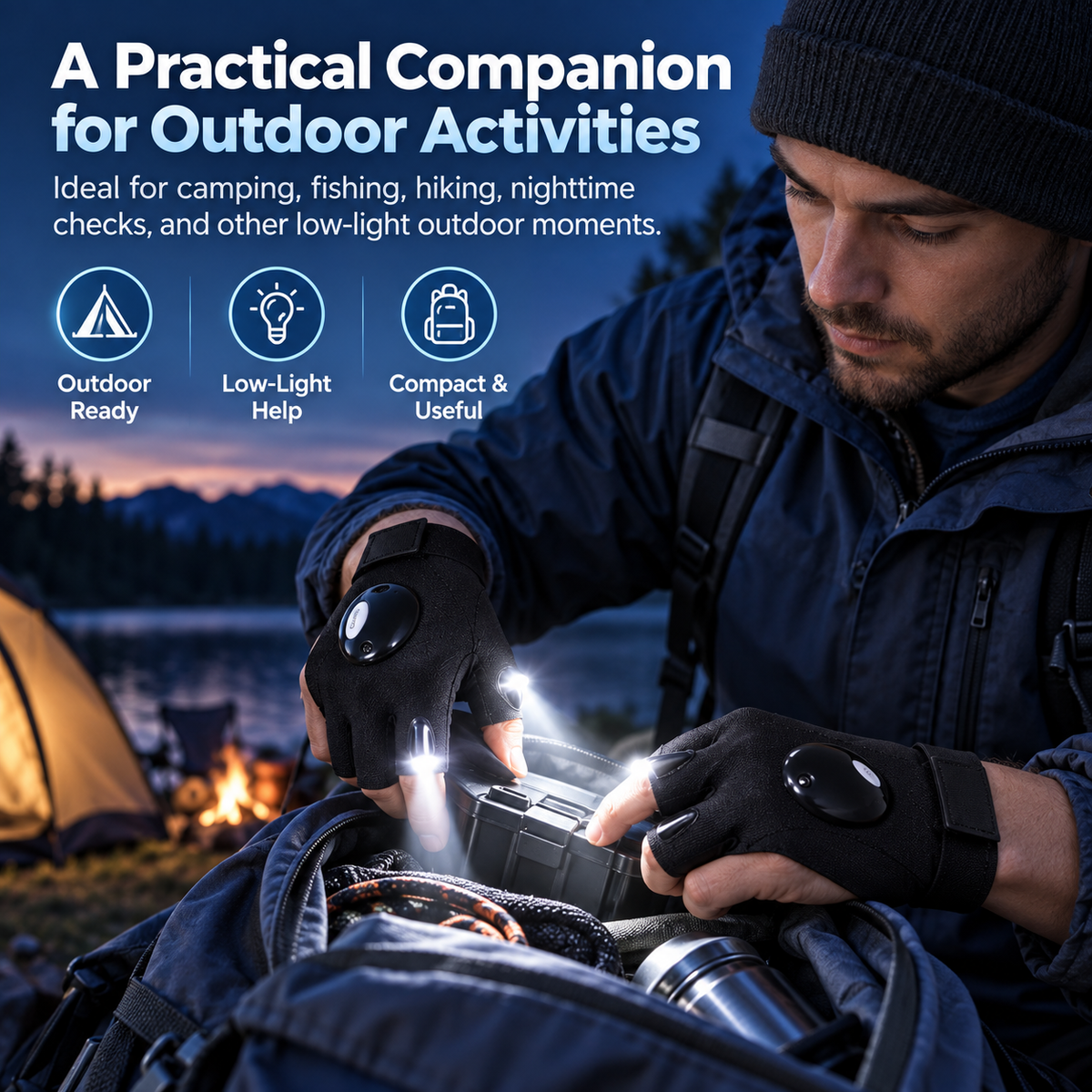 🧤 Wearable Finger Torches – Illuminated Gloves for Angling, Camping, DIY & Night Adventures