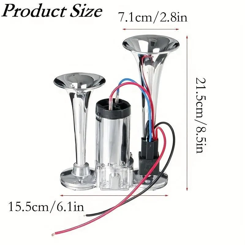 📢🔊2026 Upgraded 12V 130DB Air Horn Dual Horn, Horn Kit with Air Compressor