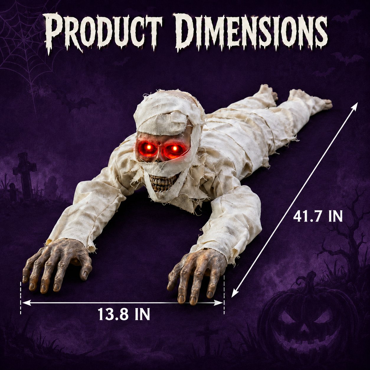 💀 Sound-Activated Animated Crawling Mummy with Glowing Red Eyes – FREE SHIPPING 🚚