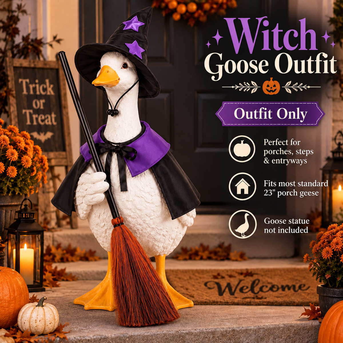 🪿🎃 44% OFF – Halloween Porch Goose Outfit Collection | Give Your Goose a Spooky New Look