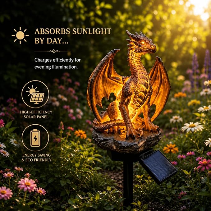 Solar Dragon Garden Statue Light 🐉