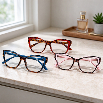 Women's Elegant Cat-Eye Metal Frame Reading Glasses - Plain Color-Blocked 👓