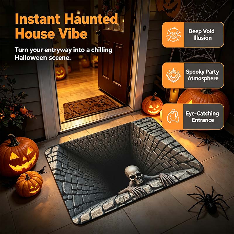 Halloween Door Mat, Illusion Rug 3D Visual Hole Design Rug Spooky Patterned Home Mat 🎃