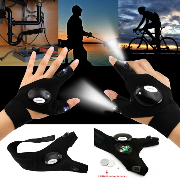 LED Flashlight Gloves – Hands-Free Work Light for Men & Women