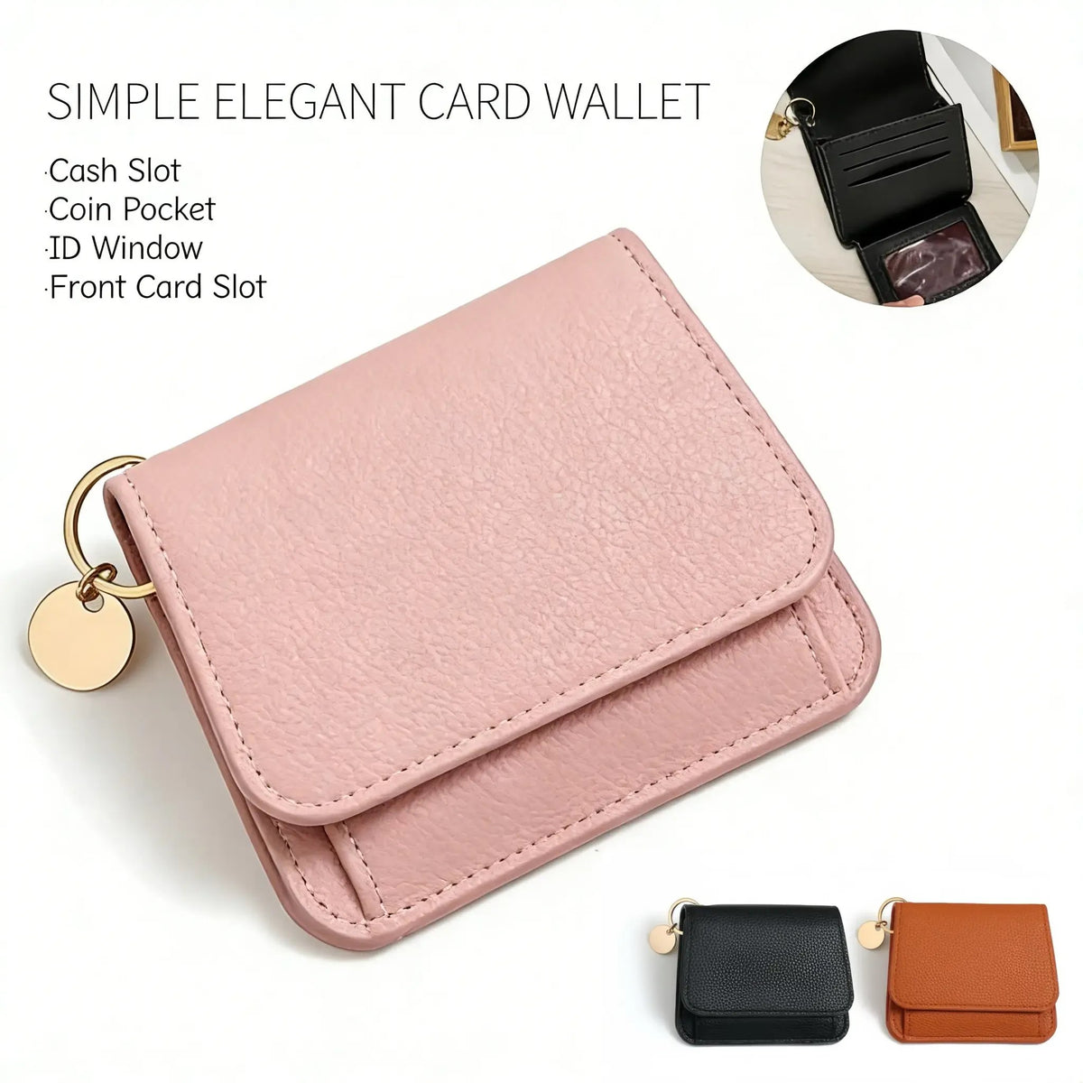 🔥🎁🌹Short Wallets for Women – Fashionable Card Holder with Key Ring & Coin Purse