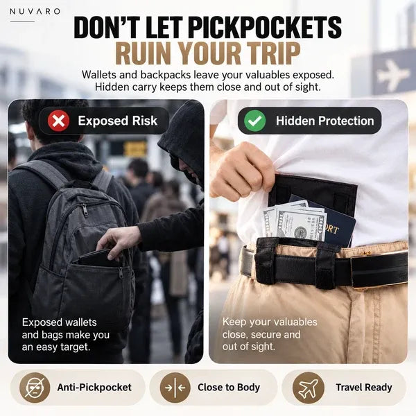 🔥3-in-1 Hidden Pocket, Slim Anti-Theft Travel Wallet Under Clothes