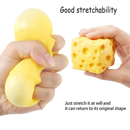 Cheese Cube Squishy Toy, Soft Moldable Petroleum Jelly-Filled Squeeze Ball 🧀