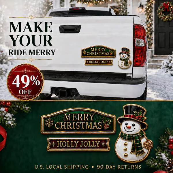 🔥 3-Piece Christmas Car Emblem Metal Badge Set – Multiple Festive Character Styles Available