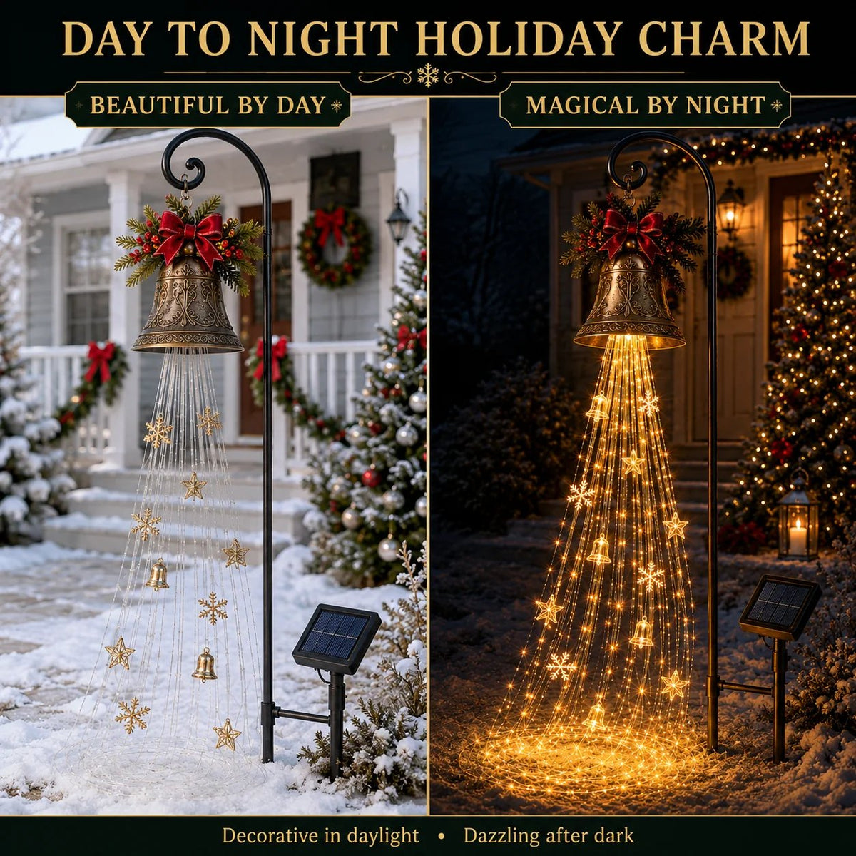 🔥Hot Sale 49% OFF🎄 Christmas Bell Cascade Solar Yard Light✨