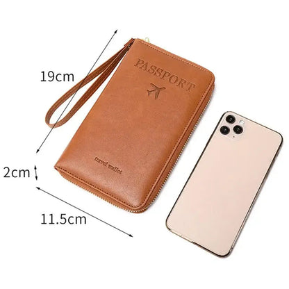 RFID Shield Multi-Functional Wallet-PU Leather Passport Holder