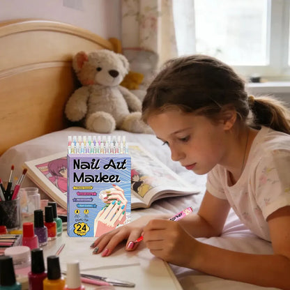 🔥🎨12/24 Colors Dual-Tip Nail Markers For Nail Art