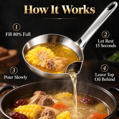 2 Counts Stainless Steel Oil Separator Ladle, Mirror Polished Surface 🥄