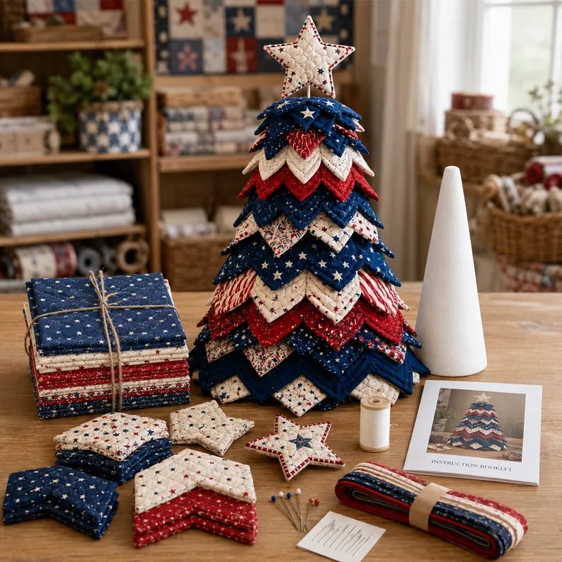 ⚡️HOT SALES 49% OFF —Americana Christmas Tree Quilt Kit
