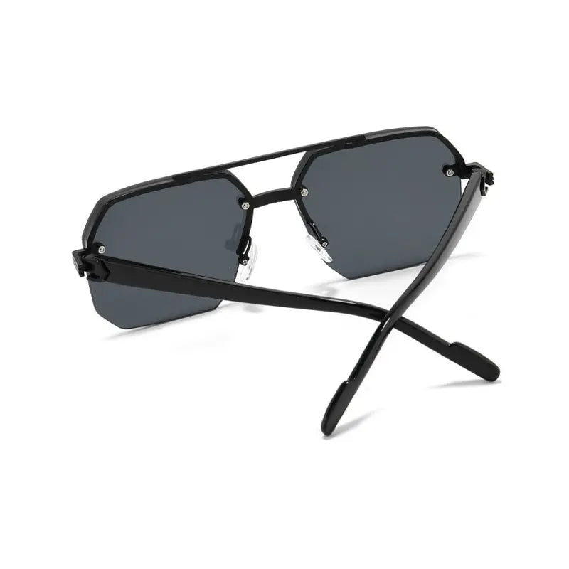 Unisex Retro Square Sunglasses, Polycarbonate Semi-Rimless Double Beam 🕶️