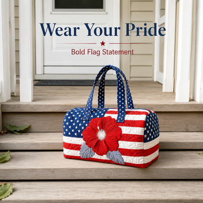 Patriotic Flag Quilted Weekender Travel Duffle Bag👜