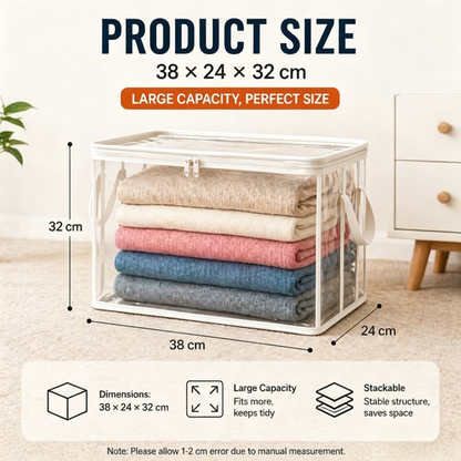 🔥2‑Pack Heavy‑Duty Clear Plastic Storage Box with Hinged Lid