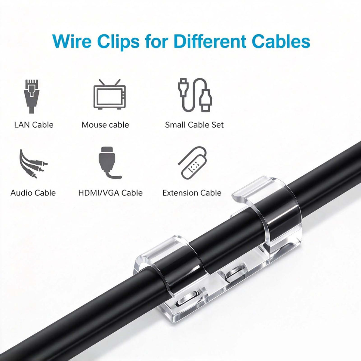 40Pcs Self-Adhesive Cable Clips,  Space-Saving Wire Cord Organizer 🔌